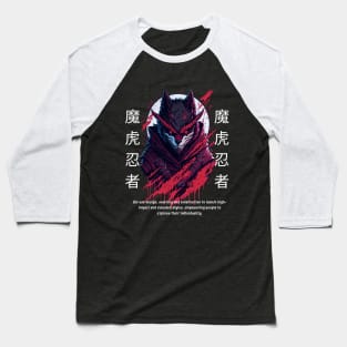 Demon Face Wolf Ninja Baseball T-Shirt